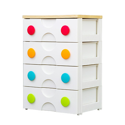 爱丽思IRIS四层 经典彩扣宝宝衣物整理儿童玩具衣物收纳柜进口环保材质安心无异味圆滑倒角进口环保材质