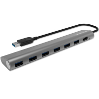 睿因(Wavlink)WL-UH3075 7口USB3.0分线器HUB集线器高速扩展转换器多接口带电源全金属铝合金