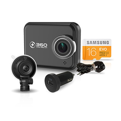 360行车记录仪尊享版 J501 高清夜视 WIFI连接 智能管理 机卡套装 黑色