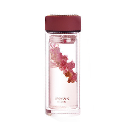 (加厚玻璃)哈尔斯泡茶玻璃杯 双层隔热350ml 水晶玻璃底 办公水杯 水杯 玻璃杯 水杯玻璃