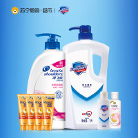 [苏宁超市]舒肤佳纯白沐浴露1L+海飞丝洗发露750ML赠飘柔精华素90ML*4+沐浴乳50ML+舒肤沐浴露50ML
