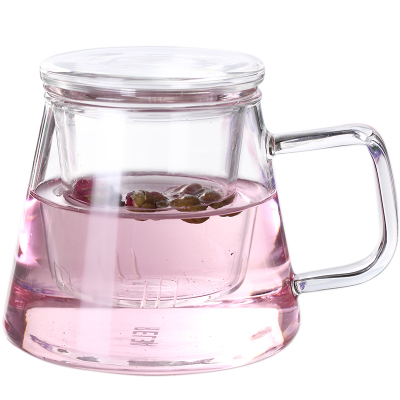 物生物(RELEA)几何杯 耐热创意个性玻璃杯带盖水杯子 过滤花茶办公茶杯随手杯不保温玻璃杯水杯301-400ml