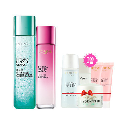 欧莱雅清润大礼包(清润多重活性保湿深透晶露175ml+葡萄籽精华膜力水130ml+清润5件套(以收到的实物为准))