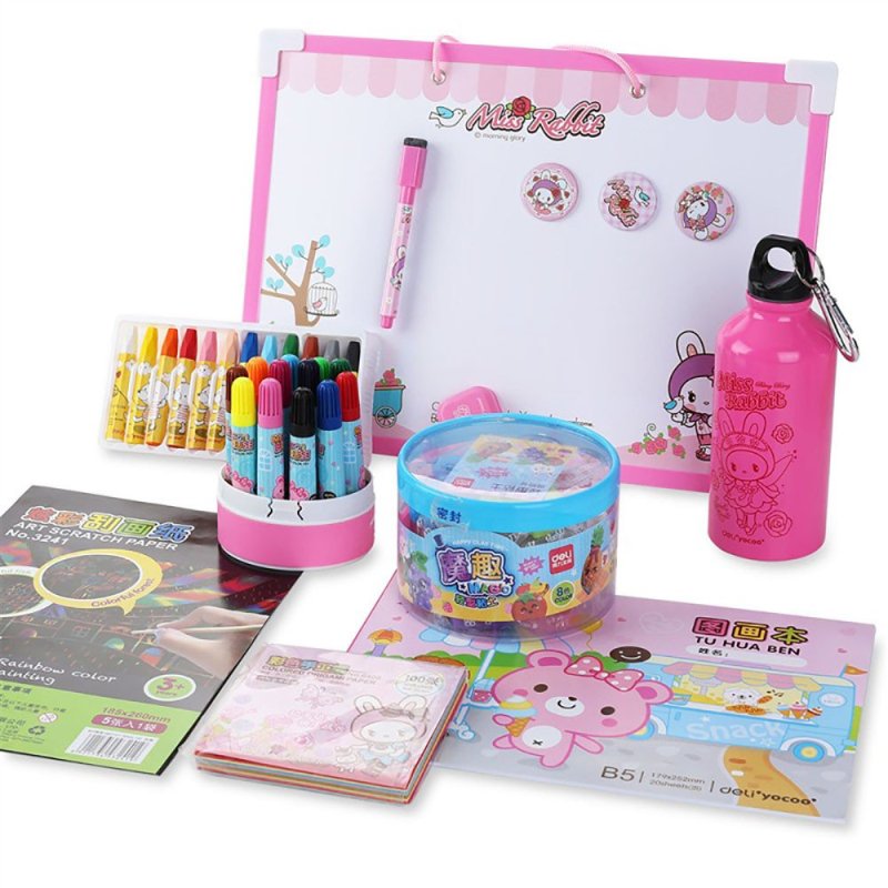 得力(deli)9676 幼儿园学生文具礼盒套装/儿童学习用品礼包 粉色