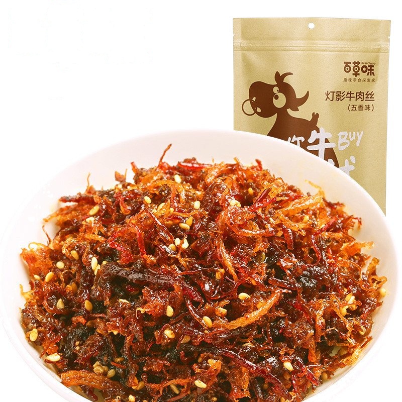 百草味 五香灯影牛肉丝200g 牛肉干 休闲零食 小吃特产美食牛肉干