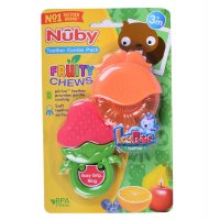美国nuby/努比 宝宝训练固齿器 冰胶固齿器牙胶水果造型两个组合装 草莓橙子