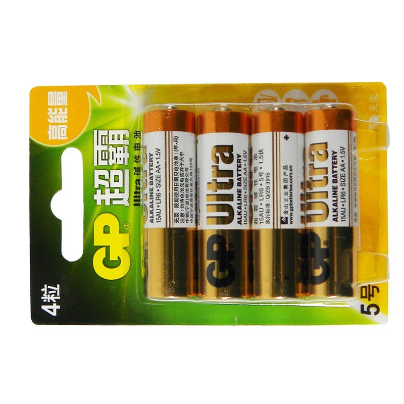 GP超霸通用5号五号AA碱性高能电池1.5V 15AU-2EL4 新老包装随机发货