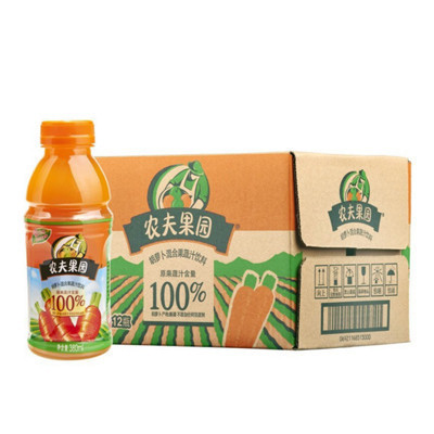 [苏宁易购超市]农夫山泉 农夫果园100%果蔬汁(胡萝卜)整箱装380ml*12