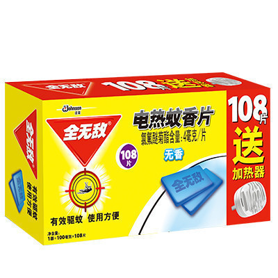 全无敌 电热 蚊香片 无香配方 (108片含加热器)驱蚊 国产 含香