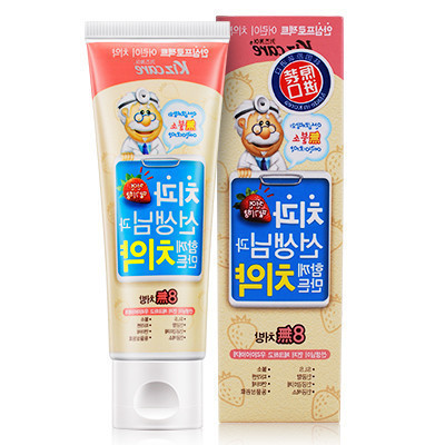 韩国原装进口 芜琼花8无儿童牙膏(草莓味) 80g 适合0.5-12岁母婴幼儿童宝宝使用