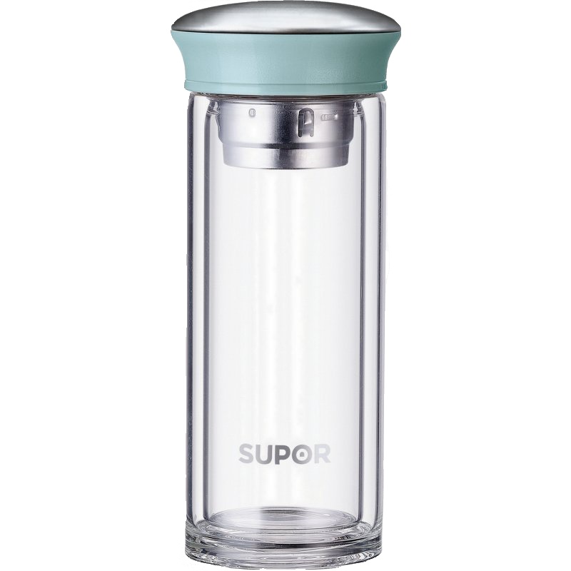 苏泊尔(SUPOR)晶韵系列玻璃杯KC28AU2 高硼硅玻璃水杯泡茶杯子280ml天蓝