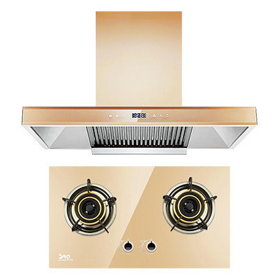 速热奇(SRQ)香槟金 自动清洗 烟灶套装 油烟机套装 抽烟机套装 油烟机灶具套装 欧式 961+971 液化气