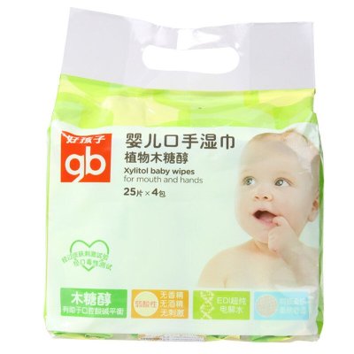 好孩子 婴儿植物木糖醇口手湿巾 25片*4包 U1205