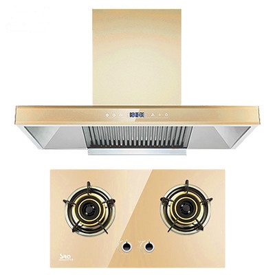 速热奇(SRQ)SRQ-961金+SRQ-971(天然气)香槟金自动清洗欧式顶吸式T型烟灶套装油烟机套装