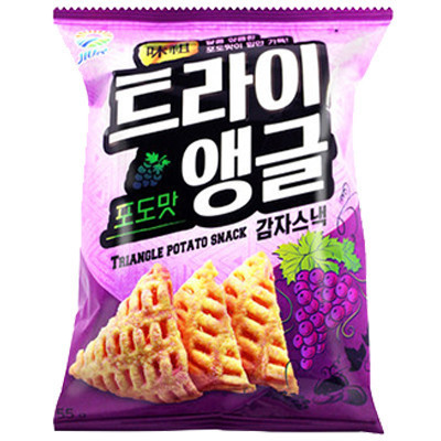 九日牌薯片脆角葡萄味55g 韩国进口立体空心脆膨化办公旅行休闲零食
