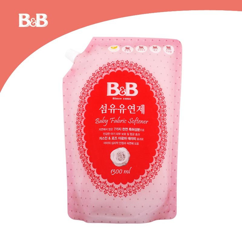 韩国原装进口保宁B&B婴儿衣物柔顺剂补充装1300ml