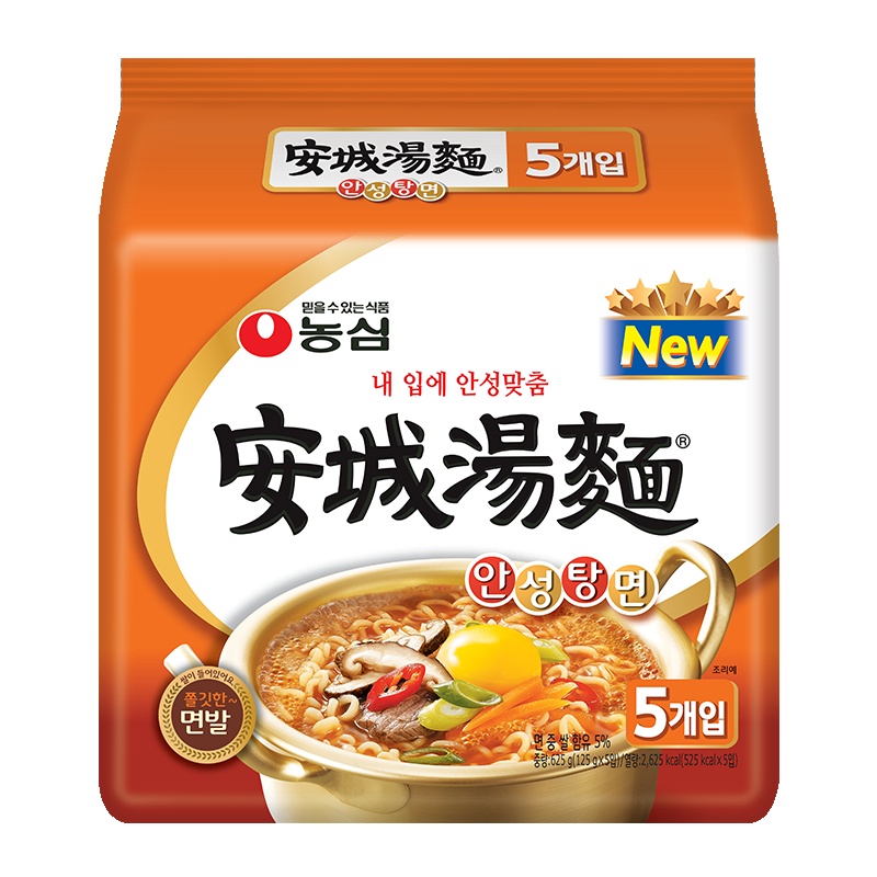 农心 韩国进口 安城汤面 拉面 袋面 方便面速食食品 125g*5 五连包