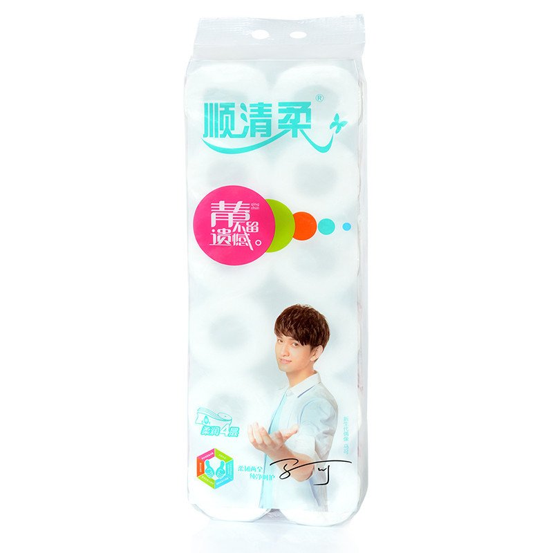 [苏宁易购超市]顺清柔环保特惠有芯卷纸卫生纸卷筒纸4层150g*12卷1800g装