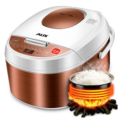 奥克斯(AUX) YC-50E 智能预约 5L多功能黄晶内胆 底盘加热 不锈钢机身电饭煲/电饭锅 咖啡色