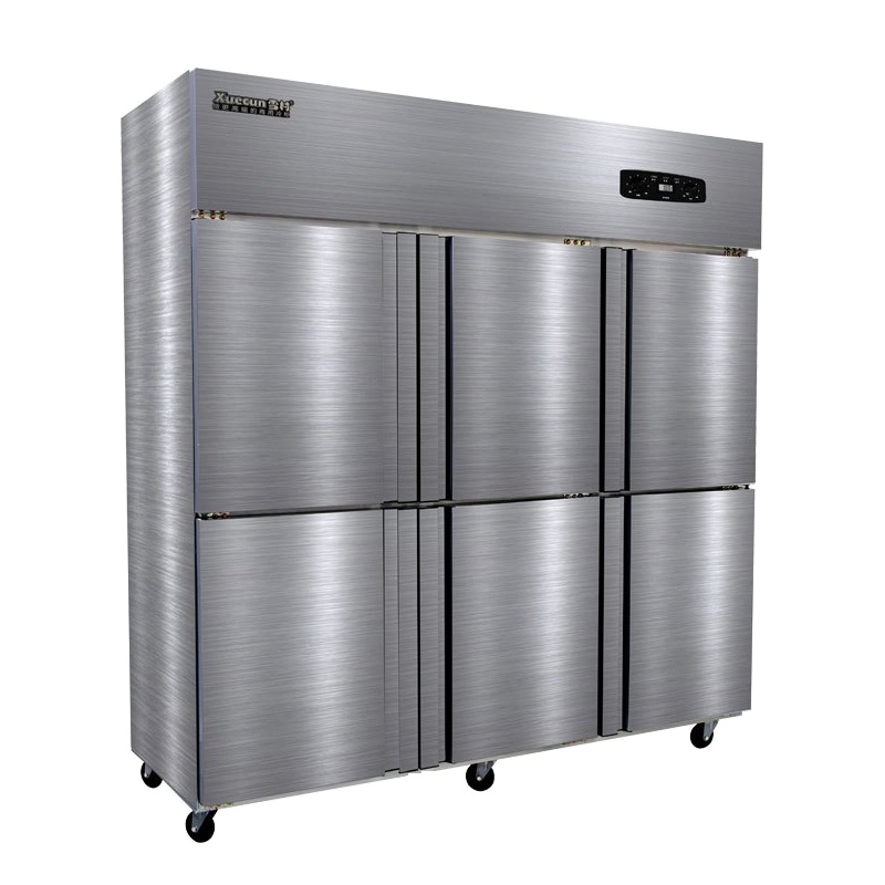 雪村(Xuecun) 商用冷柜 1250L 双温立式冰箱六门厨房柜 上冷冻柜 下保鲜冷藏柜 不锈钢 全铜管 冰柜