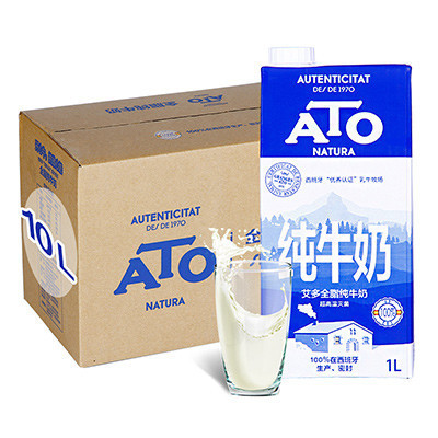 ATO艾多 超高温灭菌全脂牛奶1L*10盒装 西班牙进口