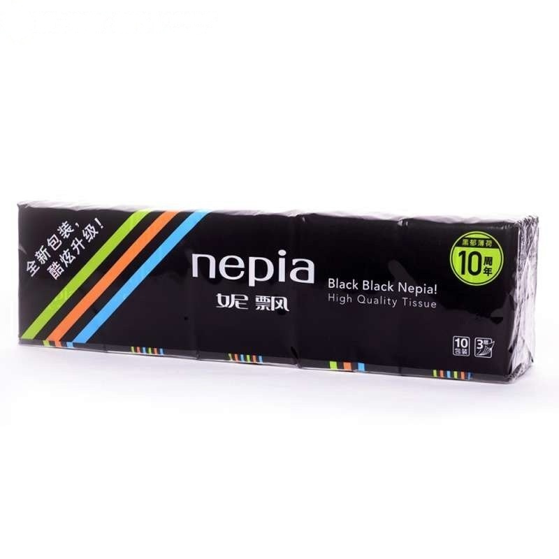 妮飘Nepia手帕纸 黑郁系列原生木浆香味迷你纸手帕10包装3层（三层）10片10包