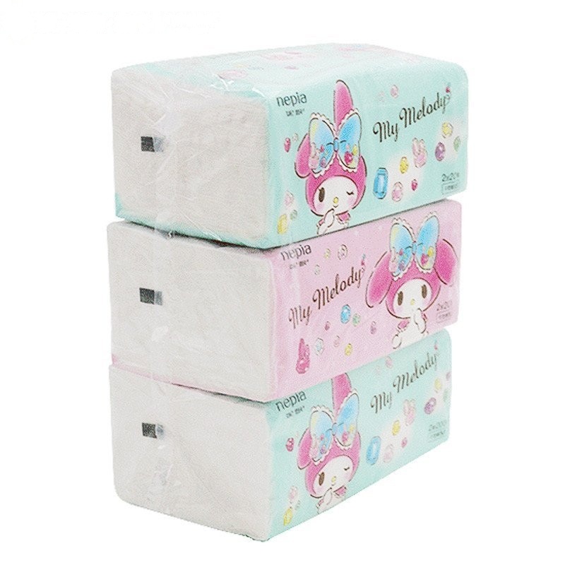 妮飘Nepia抽纸 Melody美乐蒂原生木浆大规格(长幅)面纸餐巾纸 2层(二层)*200抽*3包