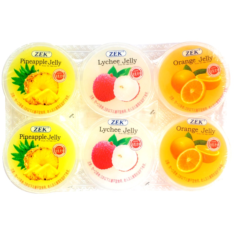 马来西亚进口 ZEK三合一水果味果冻510g(凤梨荔枝香橙85g*6)儿童零食 进口食品
