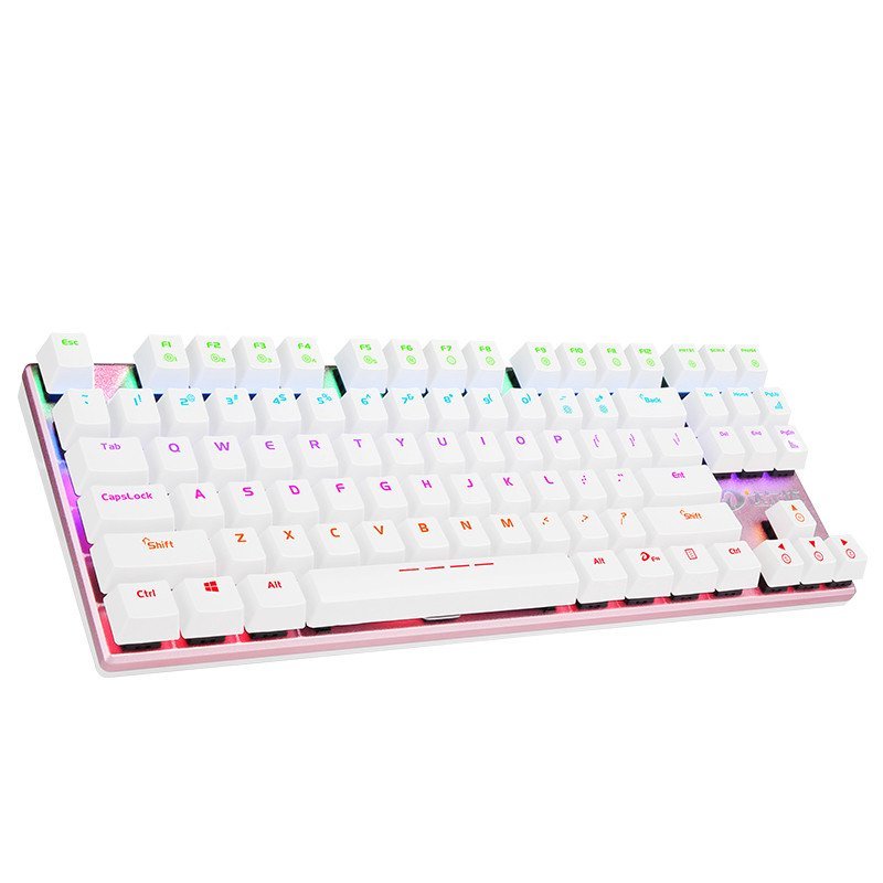 达尔优(dare-u)机械师87键机械点彩版 玫瑰金青轴有线家用台式机笔记本电脑办公游戏守望先锋LOL/CF背光机械键盘