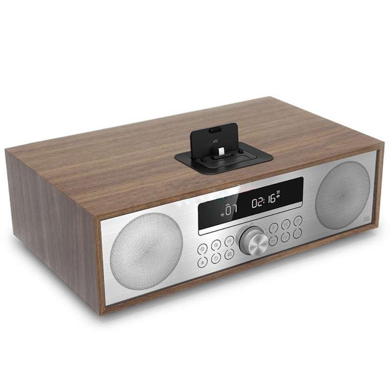 JBL MS402 WALCN 苹果音乐底座蓝牙音响CD播放机收音机USB播放器木质迷你组合音响 (流棕色)