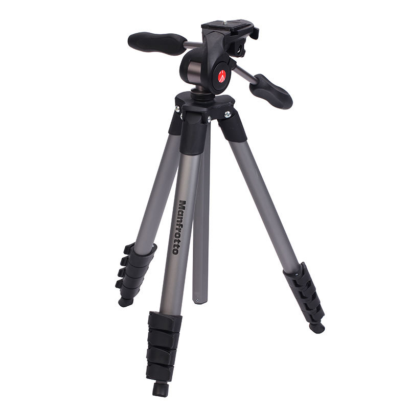 曼富图(MANFROTTO) MKCOMPACTADV-BK 铝合金板扣式三脚架云台套 黑色