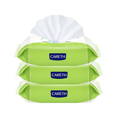 新日化三零婴儿橄榄滋养卫生湿巾80片*3袋装