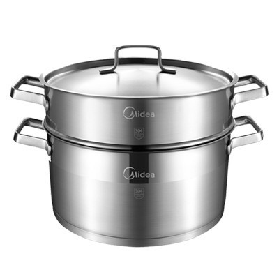 美的(Midea)蒸锅304不锈钢锅具 加厚复底28cm明火电磁炉通用炊具ZG28U2