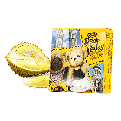 马来西亚进口零食 欧曼思亲爱的泰迪曲奇饼干(榴莲味)82g