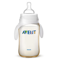 飞利浦 AVENT 新安怡宽口径经典PES奶瓶11oz/330毫升单个装带把手 SCF666/19 英国原装进口