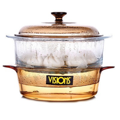 康宁(VISIONS)锅具套装晶彩透明锅玻璃锅组合 汤锅3.25L+玻璃蒸格24CM+汤锅1.5L