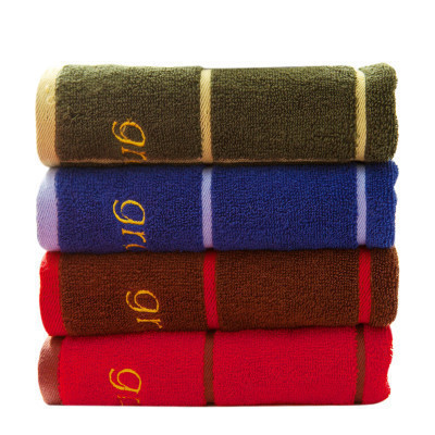 洁丽雅(grace) 纯棉方格绣花柔软吸水毛巾74*34CM 三条装 100g/条