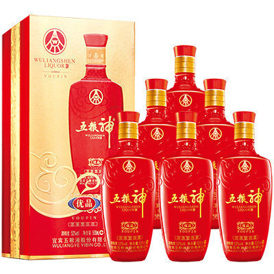 五粮液出品 五粮神优品 52度 浓香型白酒 500ml*6 整箱装