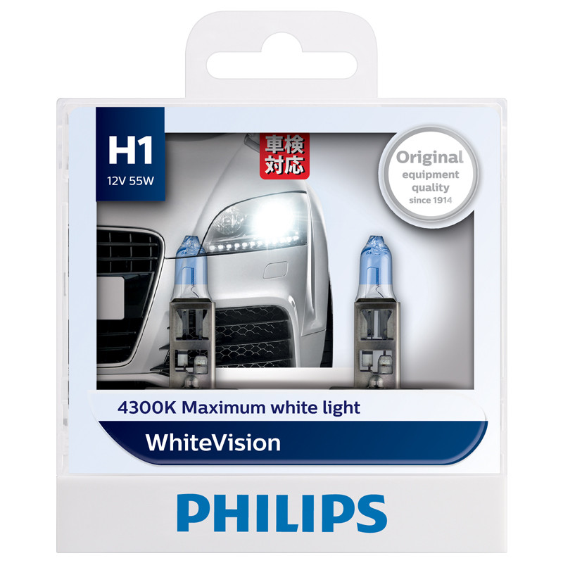 飞利浦(Philips) 汽车升级灯泡通用型/璀璨之光H1 2支装 增亮60% 时尚白光 4300K