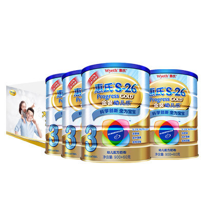 [固定套餐]惠氏(Wyeth)金装幼儿乐幼儿配方奶粉3段(12-36个月)960g套装(3*960g+1*960g)