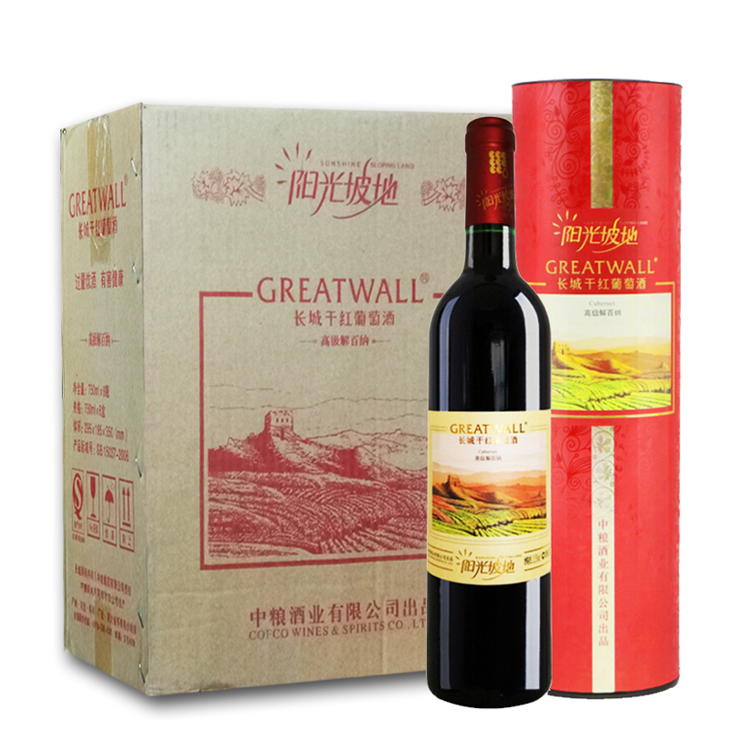 长城(GreatWall ) 红酒 中粮长城干红葡萄酒阳光坡地高级解百纳 750ml*6 整箱装