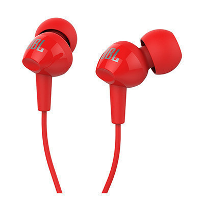 JBL C100SI 入耳式运动耳机 通话带麦线控音乐耳机 手机耳机带麦耳塞 红色