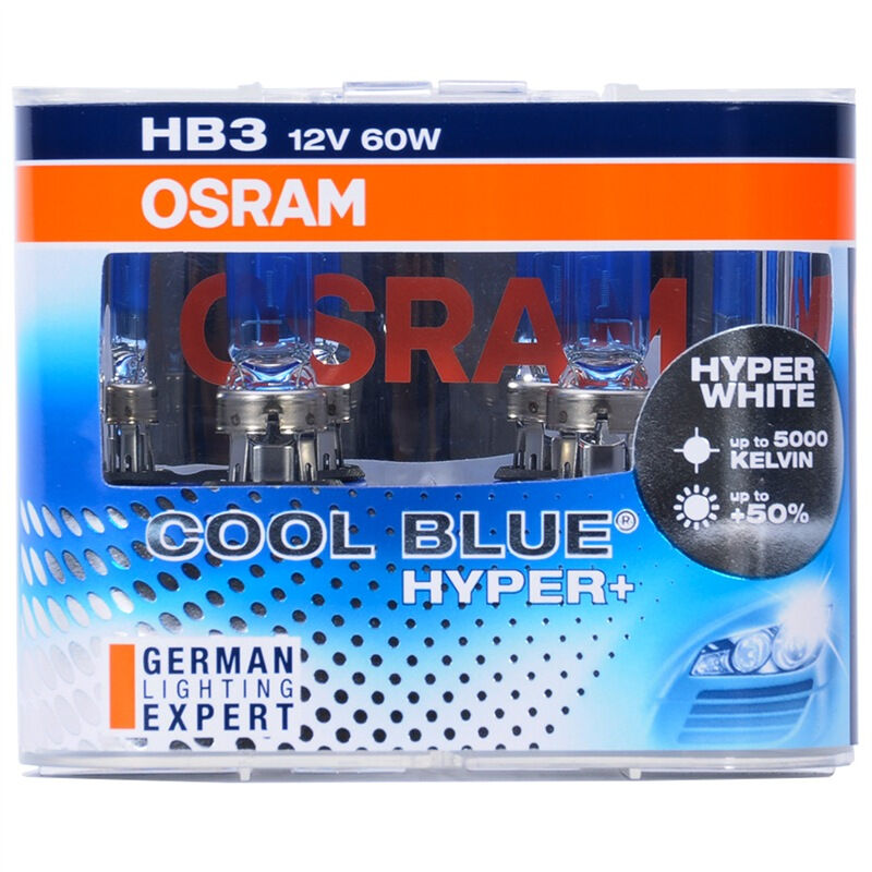 欧司朗(OSRAM)汽车照明亮白系列 HB3 [增亮50%,色温5000K]12V60W雅力士/RAV4/普拉多/酷路泽