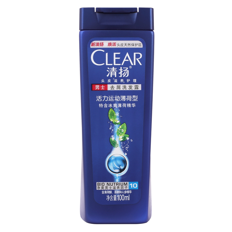清扬(Clear)男士去屑洗发乳 活力运动薄荷型蓝瓶100ml[联合利华]