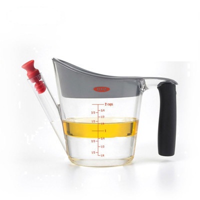 美国 奥秀OXO厨房工具油脂分离杯汤汁油脂分离器汤油分离杯油汤过滤杯透明2 CUP(500ml)