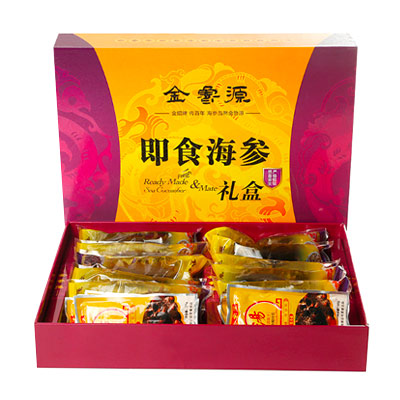 [苏宁易购超市]金鲁源即食海参礼盒 80g×10只装 大连即食刺参 送10袋调味料