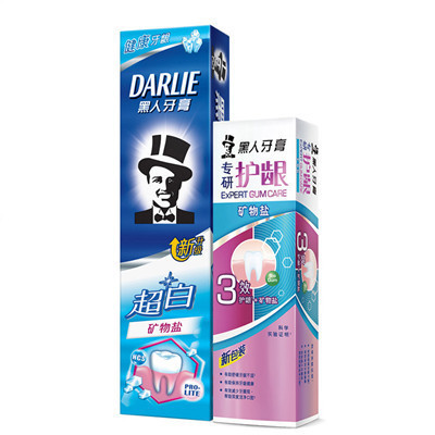 [苏宁超市]黑人(DARLIE)超白矿物盐190g+专研护龈矿物盐80g