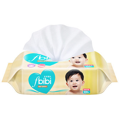 五羊(fbibi) 婴儿纯棉干湿两用巾新生儿非湿纸巾加大加厚 100片