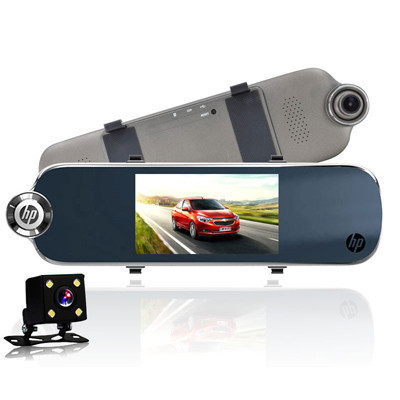 惠普行车记录仪前后双镜头高清夜视后视镜双录大屏停车监控f770