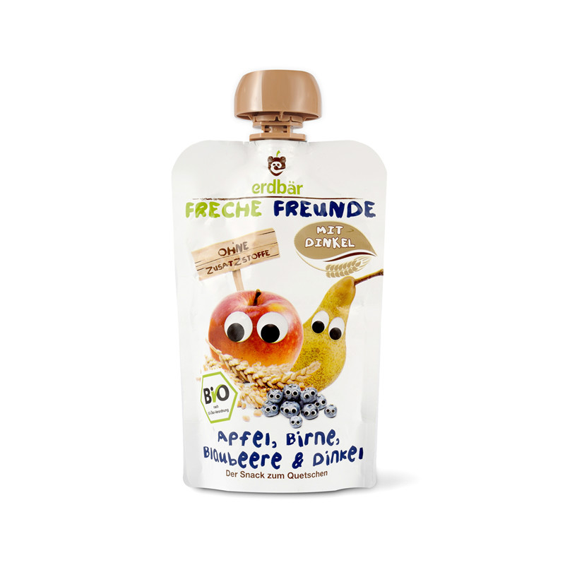 [苏宁自营] 淘气伙伴苹果梨蓝莓小麦味有机果蔬泥 100g/袋 (德国原装进口)